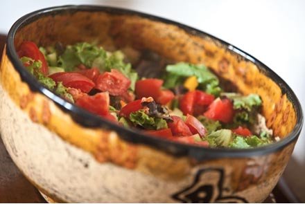 Fresh local food prepared at the estate — self-catering with chef available on request